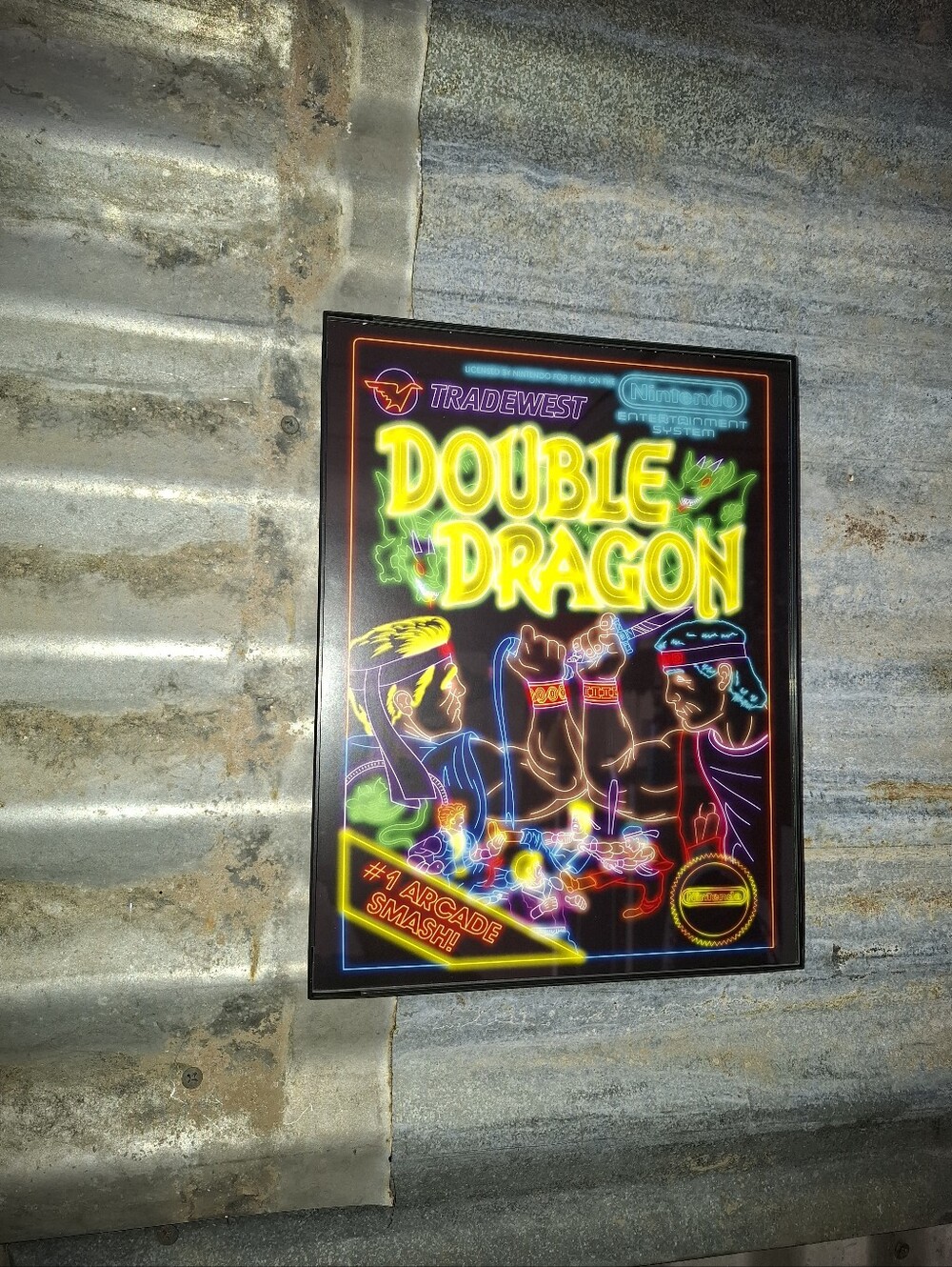 Neon Double Dragon Retro Nintendo NES Framed Art Print By Neon Nicho